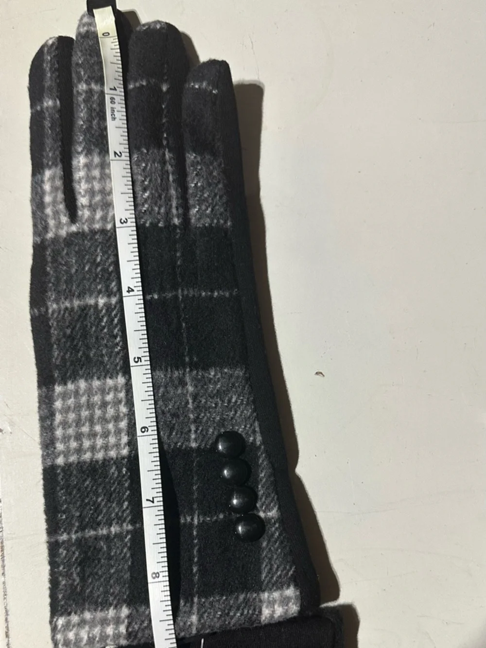 Black Button Plaid Smart Gloves Fleece Lined Smart Touch Text Friend